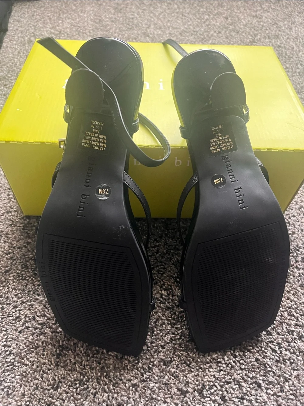 Gianni Bini Black Strappy Square-Toe Heels